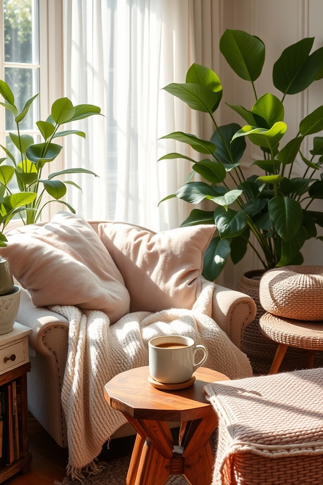 cozy layered textile decor