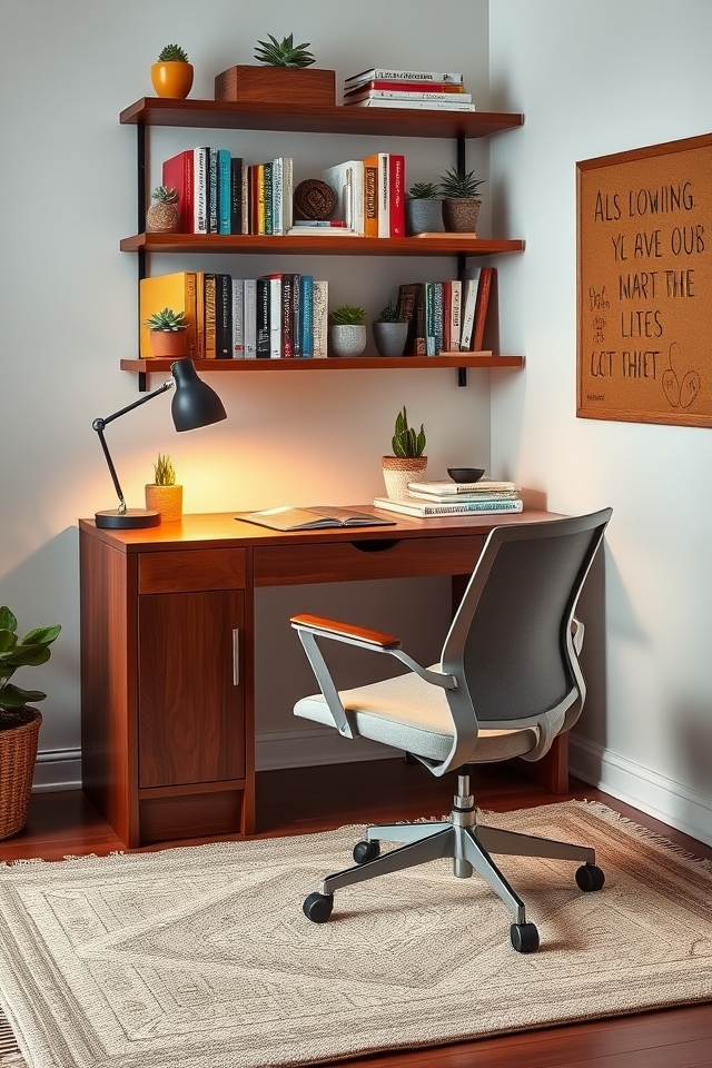 cozy organized study corner