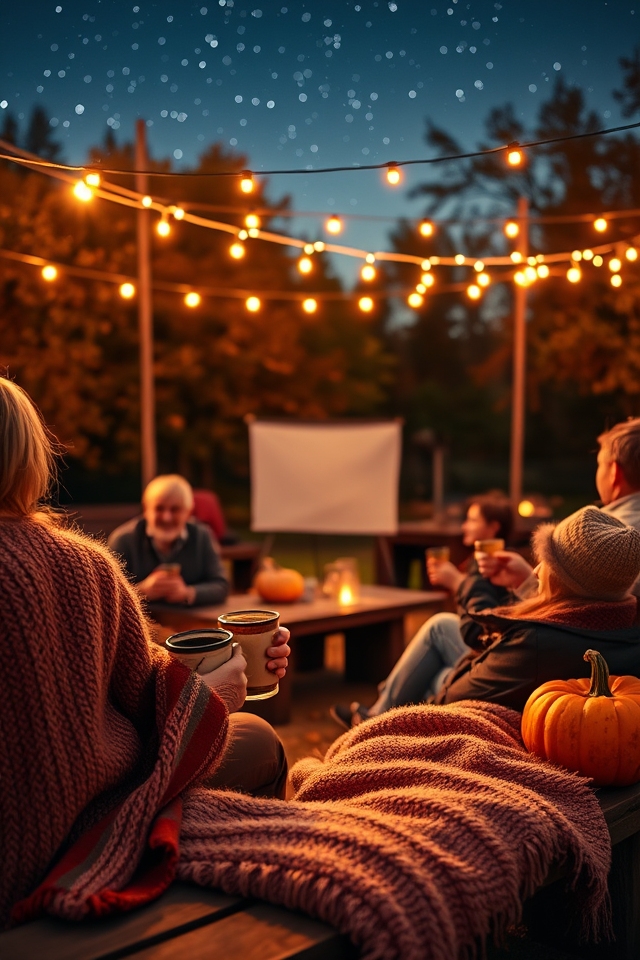cozy outdoor movie night