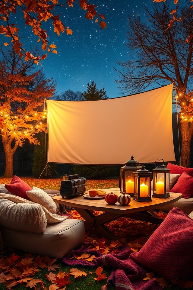 cozy outdoor movie night