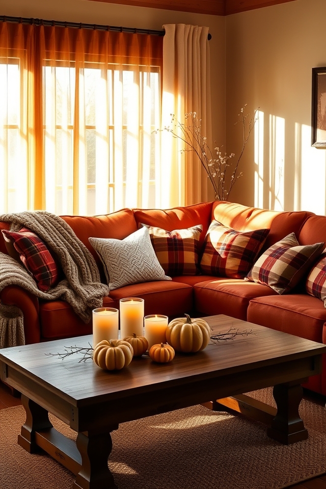 cozy plaid autumn decor