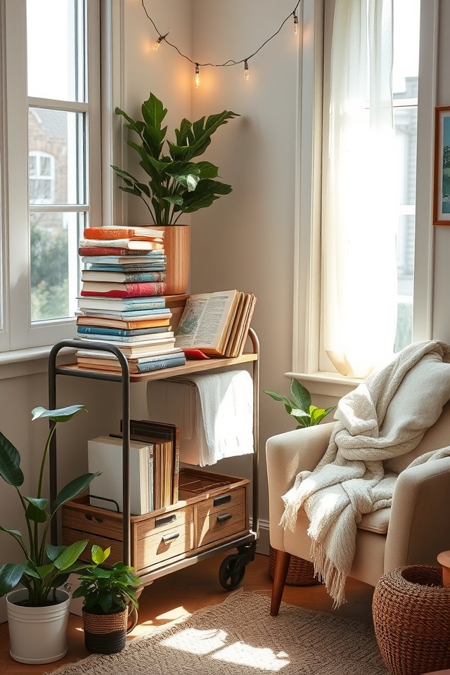 cozy portable reading cart