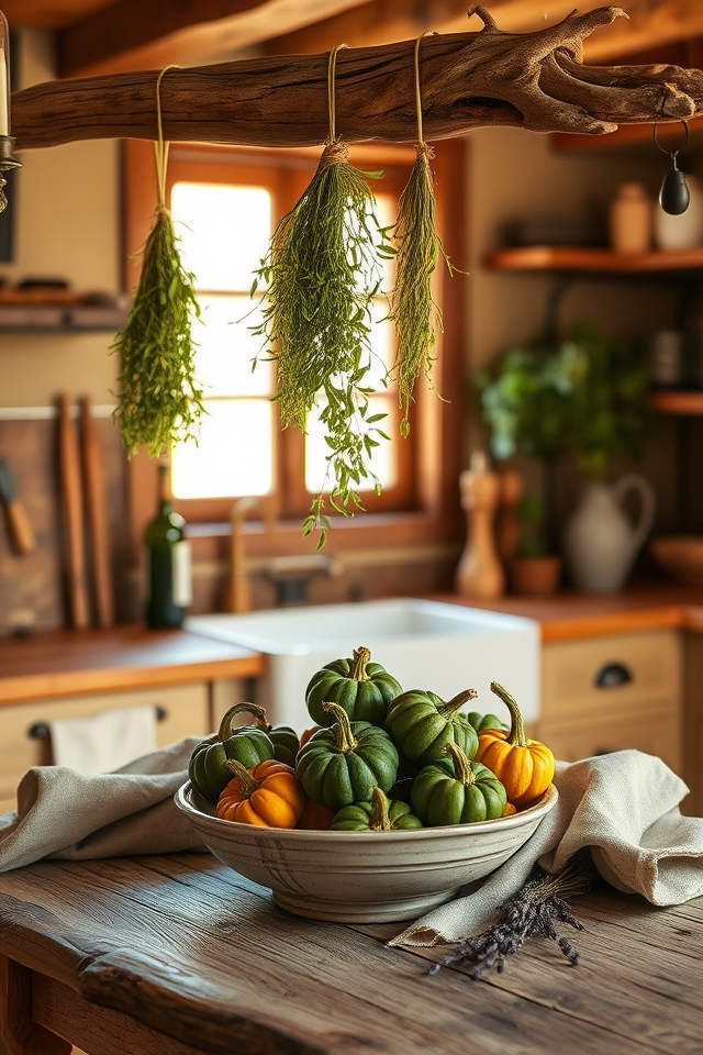 dried herbs display arrangement
