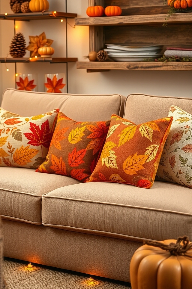 fall themed cozy pillows