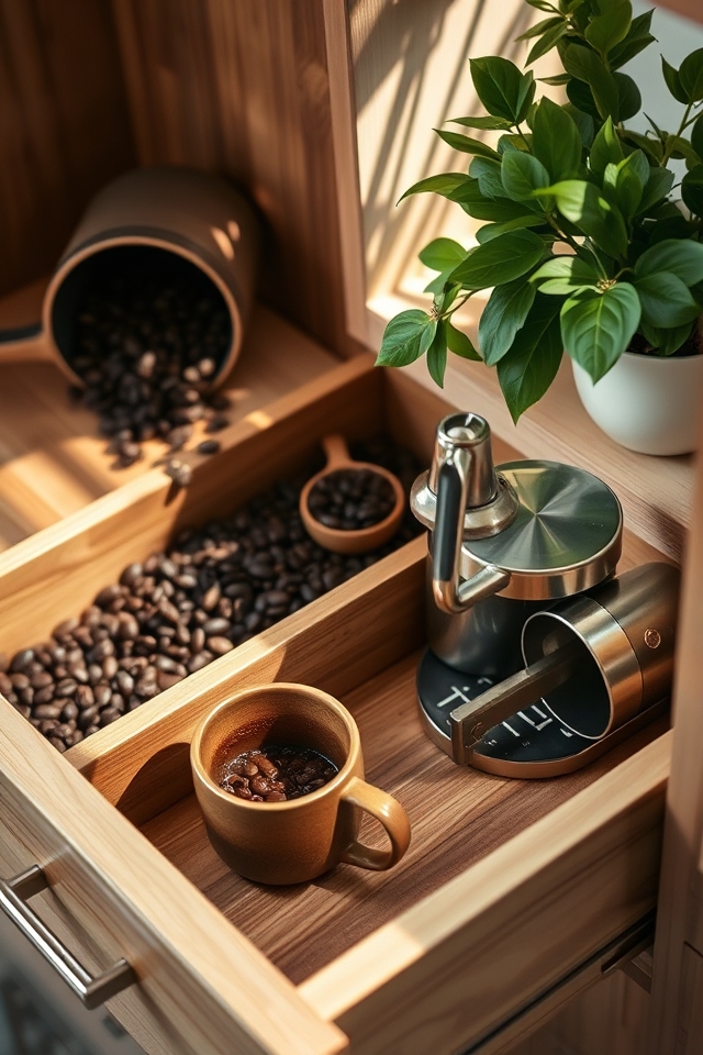 organized coffee drawer space