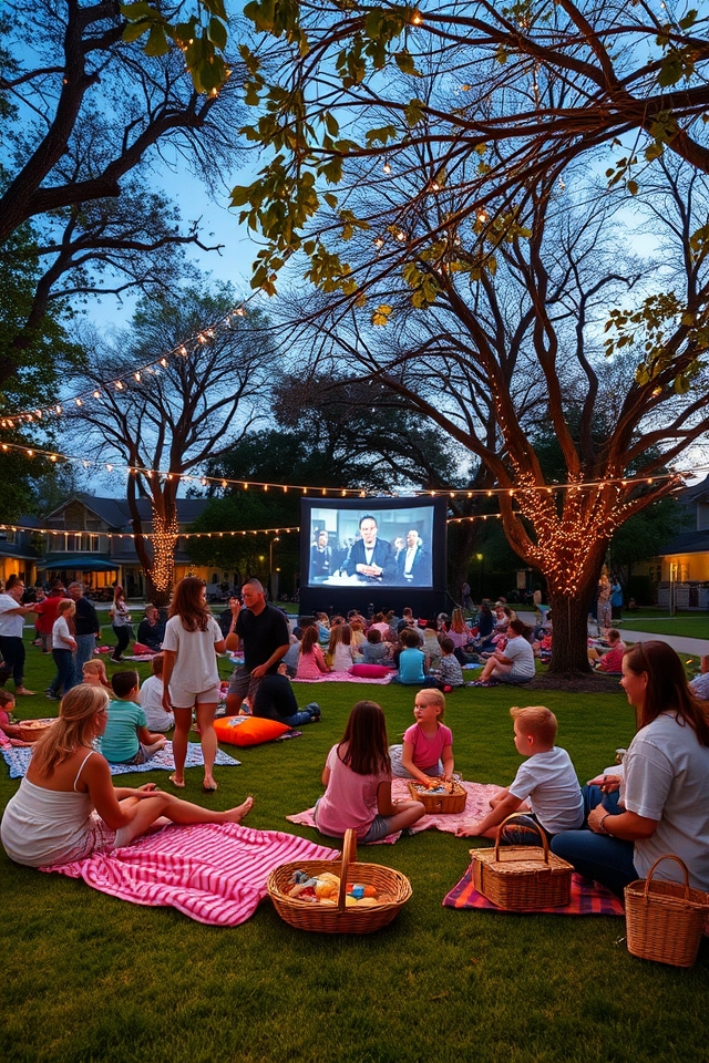 outdoor movie night setup