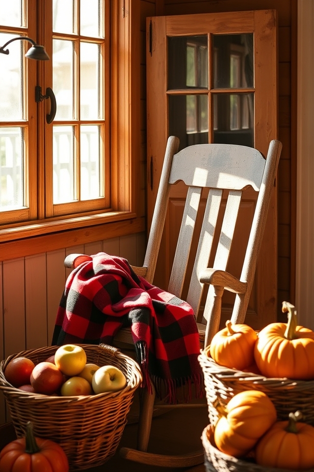 plaid blankets enhance rustic charm