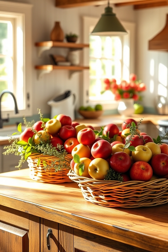rustic apple basket arrangements