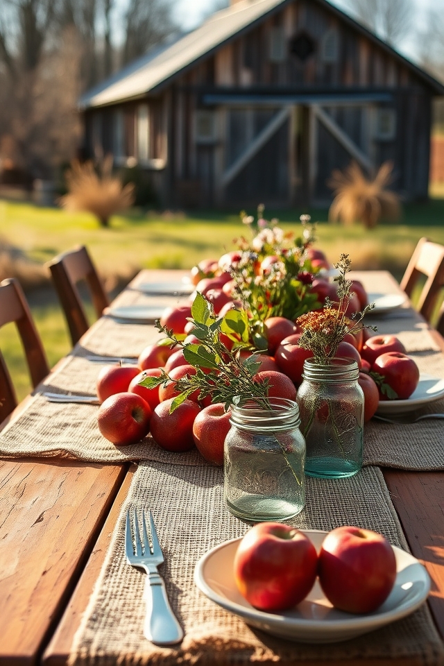 rustic apple themed table settings