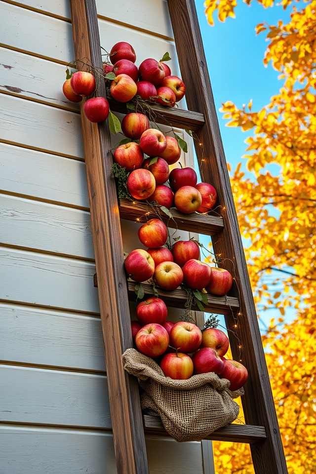 rustic ladder apple display