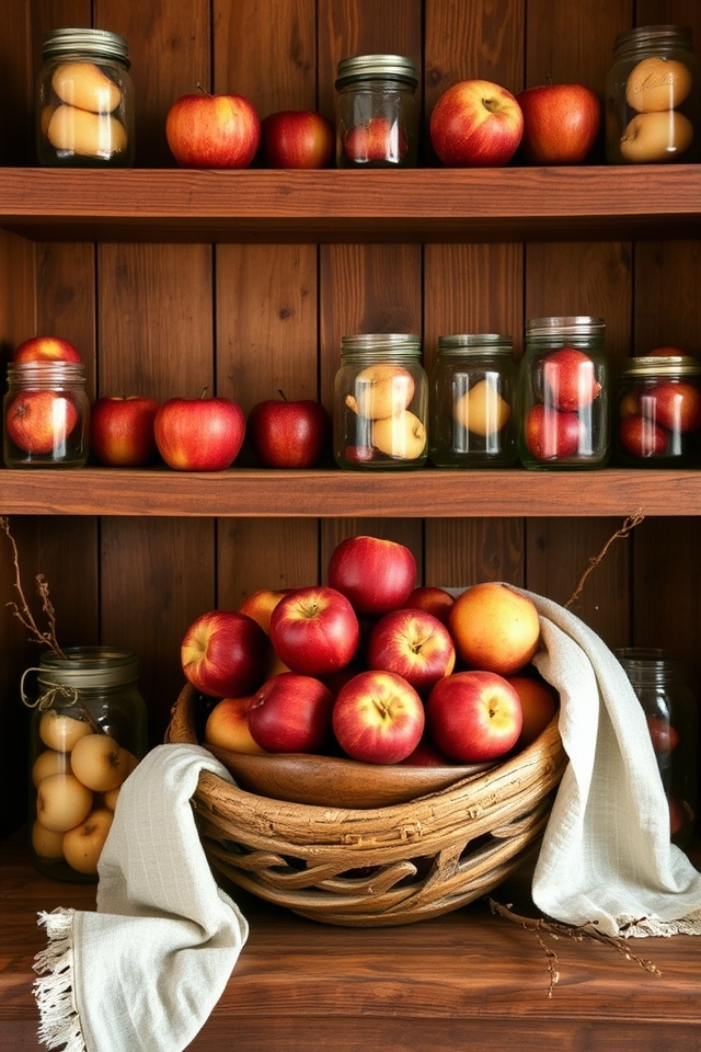 rustic wood with apples