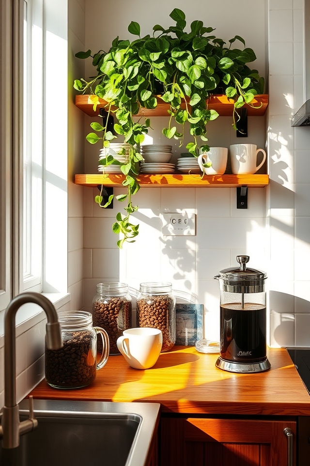 stylish open coffee shelving