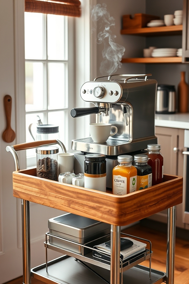 versatile rolling coffee cart