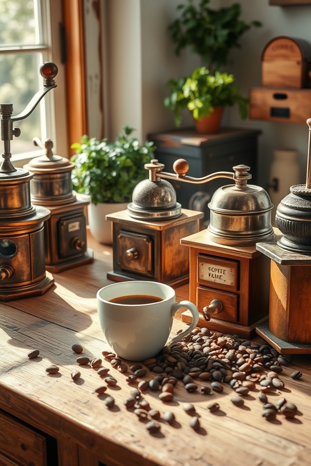 vintage grinders as decor