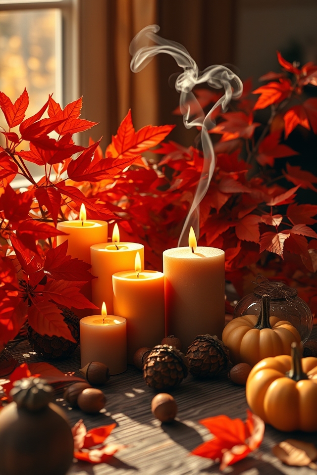 warm autumn candle decor