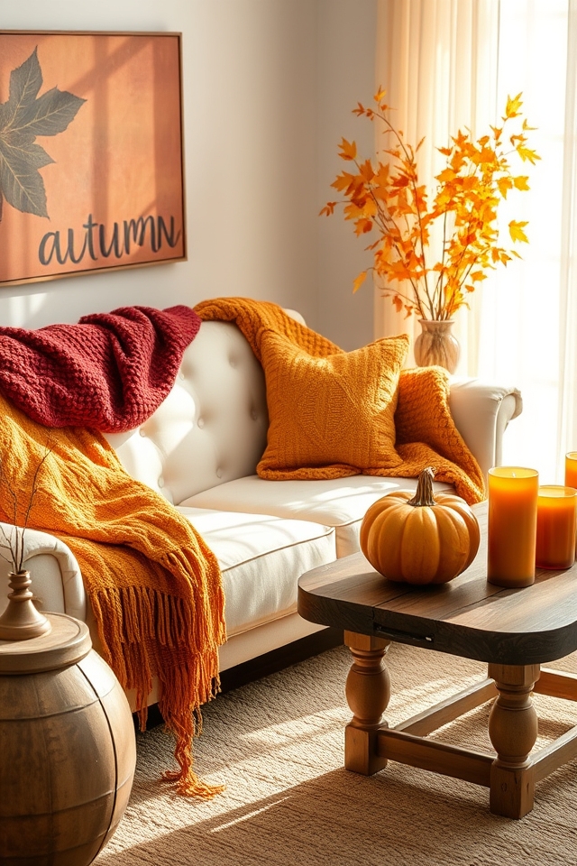 warm autumn hues blankets